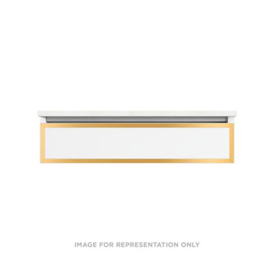 Robern VP36H1D21T19N82 Modular Vanity, 36" x 7-1/2" x 21", Satin White, Matte Gold Frame, Tip Out Drawer