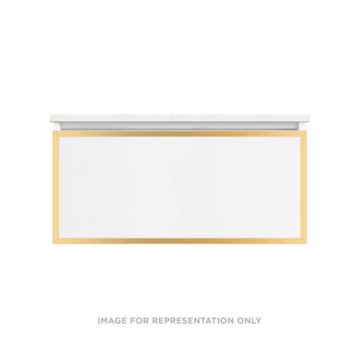 Robern VP36H2D21F21N82 Modular Vanity, 36" x 15" x 21", White, Matte Gold Frame, Full Drawer