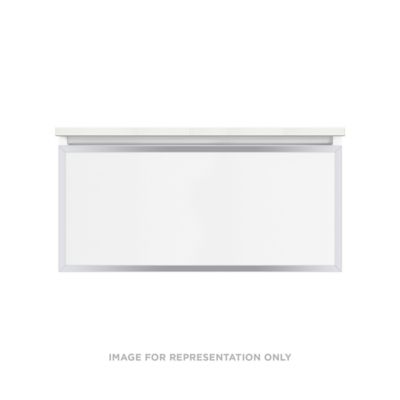 Robern VP36H2D21F21S76 Modular Vanity, 36" x 15" x 21", White, Chrome Frame, Full Drawer, Selectable Night Light, 2700K/4000K