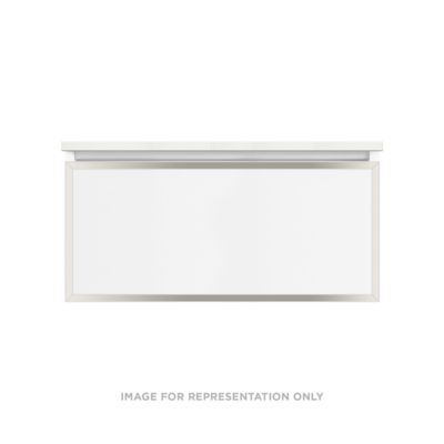 Robern VP36H2D21P11S77 Modular Vanity, 36" x 15" x 21", Tinted Gray Mirror, Polished Nickel Frame, Plumbing Drawer, Selectabl