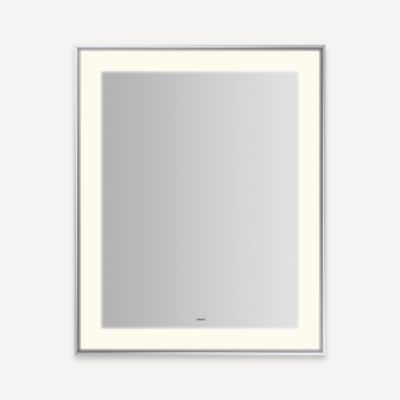 Robern YM2531RPSMD376 Sculpt Lighted Mirror, 25” x 31” x 2-1/4", Slim Museum Frame, Chrome, Perimeter Light Pattern, Warm Whi