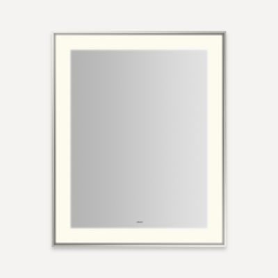 Robern YM2531RPSMD377 Sculpt Lighted Mirror, 25” x 31” x 2-1/4", Slim Museum Frame, Polished Nickel, Perimeter Light Pattern,