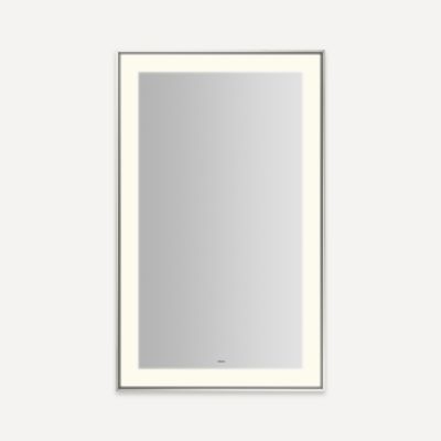 Robern YM2541RPSMD377 Sculpt Lighted Mirror, 25” x 41” x 2-1/4", Slim Museum Frame, Polished Nickel, Perimeter Light Pattern,