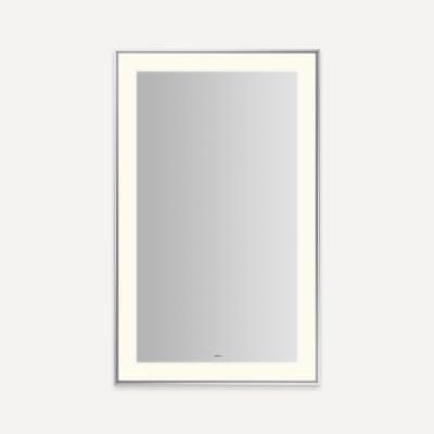 Robern YM2541RPSMD3K76 Sculpt Lighted Mirror, 25” x 41” x 2-1/4", Slim Museum Frame, Chrome, Perimeter Light Pattern, Warm Wh