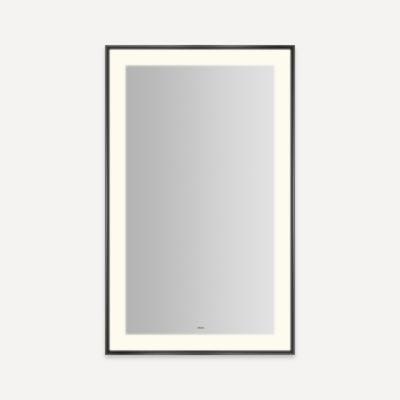 Robern YM2541RPSMD3K83 Sculpt Lighted Mirror, 25” x 41” x 2-1/4", Slim Museum Frame, Matte Black, Perimeter Light Pattern, Wa