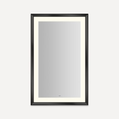 Robern YM2743RPCMD383 Sculpt Lighted Mirror, 27” x 43” x 2-5/16”, Chamfer Museum Frame, Matte Black, Perimeter Light Pattern,