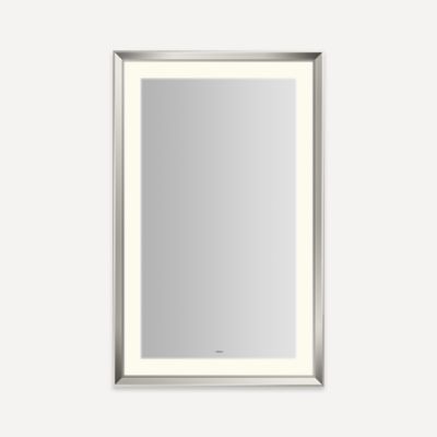 Robern YM2743RPCMD3K77 Sculpt Lighted Mirror, 27” x 43” x 2-5/16”, Chamfer Museum Frame, Polished Nickel, Perimeter Light Pat