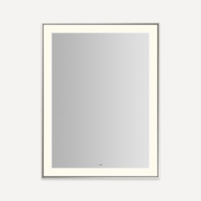 Robern YM3141RPSMD377 Sculpt Lighted Mirror, 31” x 41” x 2-1/4", Slim Museum Frame, Polished Nickel, Perimeter Light Pattern,