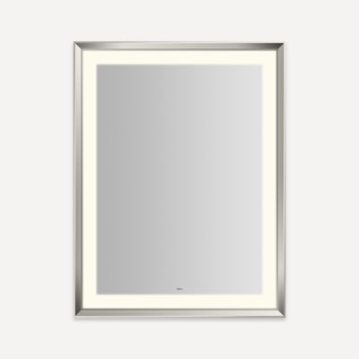 Robern YM3343RPCMD377 Sculpt Lighted Mirror, 33” x 43” x 2-5/16”, Chamfer Museum Frame, Polished Nickel, Perimeter Light Patt