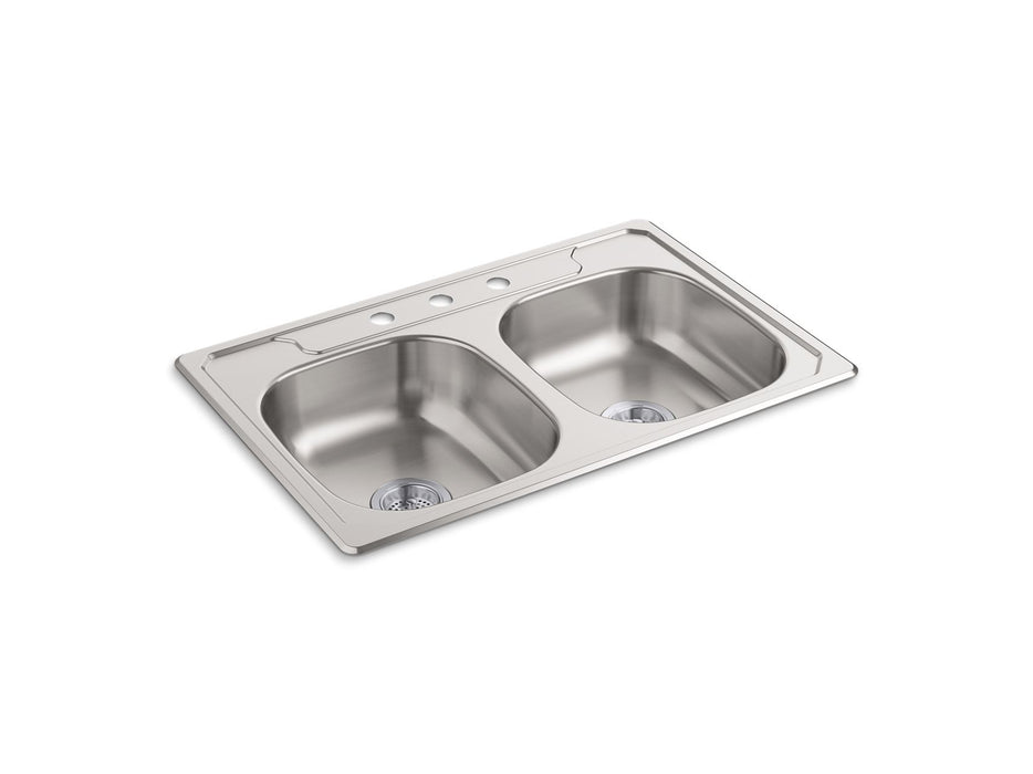Sterling 14633-3 Middleton 33" Top-mount Double-bowl Kitchen Sink, Stainless Steel