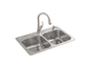 Sterling 30230-2PC Southhaven All-In-One 33" Top-mount Double-bowl Kitchen Sink Kit, Stainless Steel