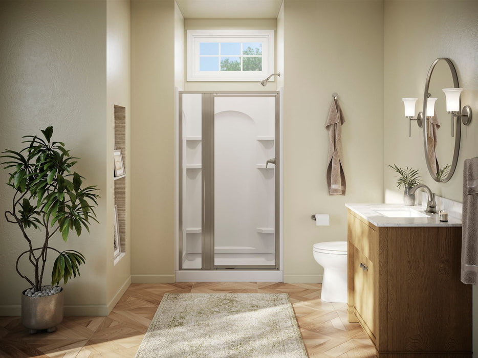 Sterling 33608-3G05 Attend 69" H Pivot Shower Door with 1/8"-thick Glass, Nickel Frame Finish with Smooth/Clear Glass Texture