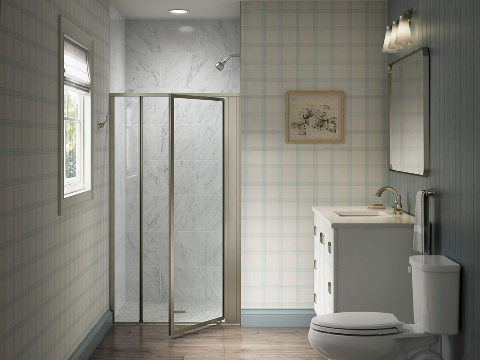 Sterling 33608-3G05 Attend 69" H Pivot Shower Door with 1/8"-thick Glass, Nickel Frame Finish with Smooth/Clear Glass Texture