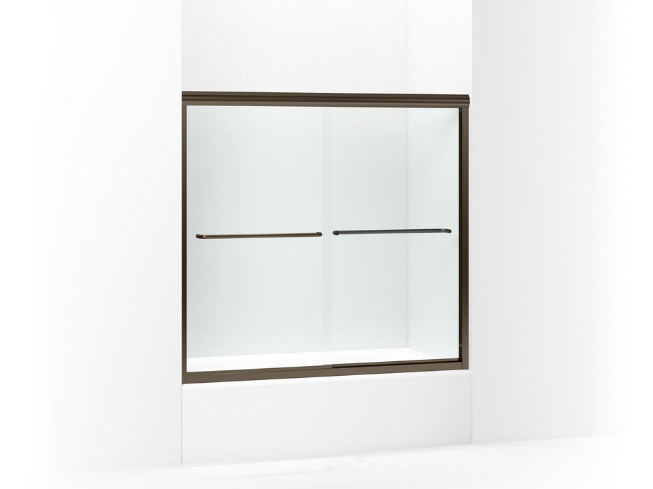Sterling 5425-57 Finesse Frameless Sliding Bath Door, 55-1/2" H x 52 - 57" W, with 1/4" Thick Clear Glass, Deep Bronze