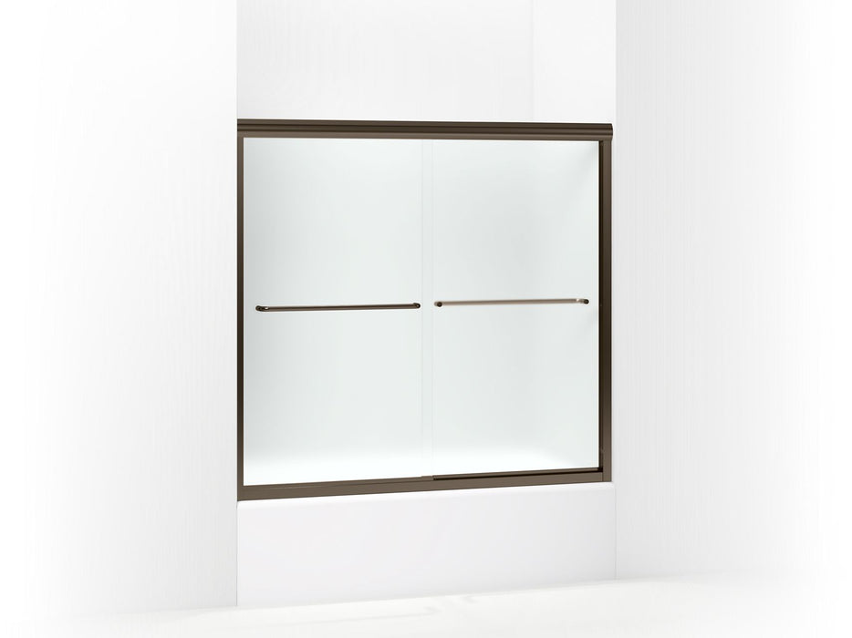 Sterling 5425-59 Finesse Frameless Sliding Bath Door 54-5/8"–59-5/8" W x 55-3/16" H, Deep Bronze