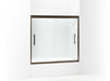 Sterling 542808-59 Finesse Peak 55-1/2" H Frameless Sliding Bath Door with 5/16"-thick Glass, Deep Bronze - 3/4 view of produ