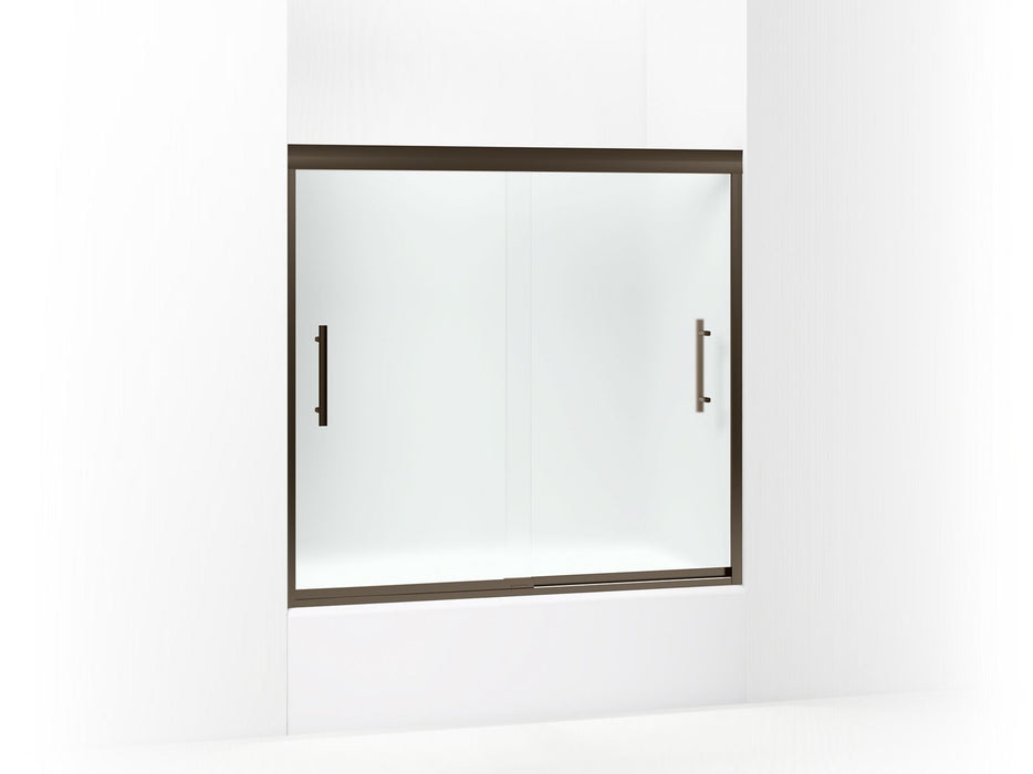 Sterling 542808-59 Finesse Peak 55-1/2" H Frameless Sliding Bath Door with 5/16"-thick Glass, Deep Bronze - 3/4 view of produ