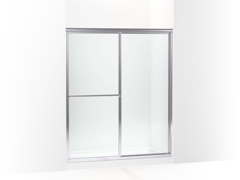 Sterling 572115-G05 Deluxe Framed Sliding Shower Door, 70" H x 54-3/8 – 59-3/8" W, with 1/8" Thick Clear Glass, Silver
