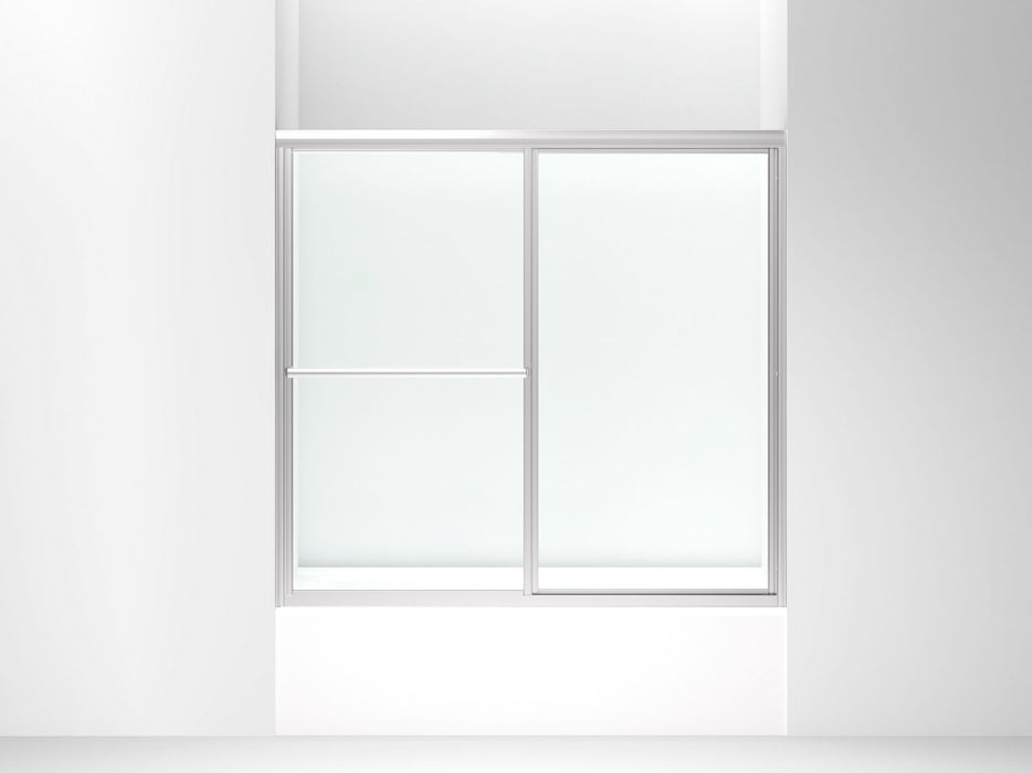 Sterling 5905-3G05 Deluxe Sliding Bath Door, 56-1/4" H x 54-3/8" - 59-3/8" W with 1/8"-thick Clear Glass, Silver