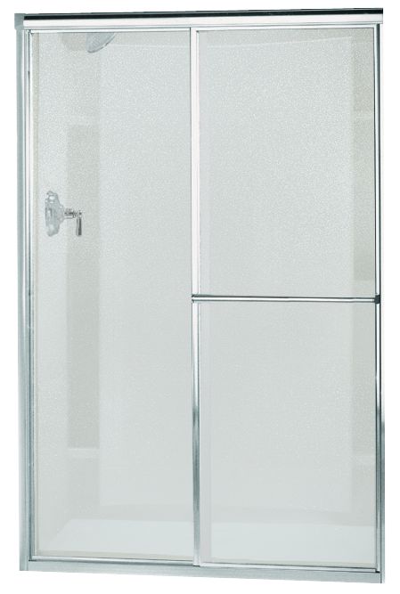 Sterling 5960-44 Deluxe Framed Sliding Shower Door, 65-1/2" H x 39 - 44" W, with 1/8" Thick Pebbled Glass, Silver