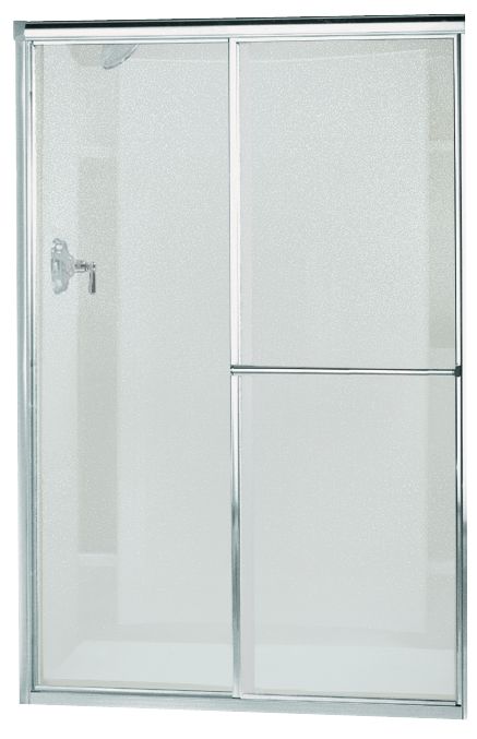 Sterling 5960-59 Deluxe Framed Sliding Shower Door, 65-1/2" H x 54-3/8 - 59-3/8" W, with 1/8" Thick Pebbled Glass, Silver