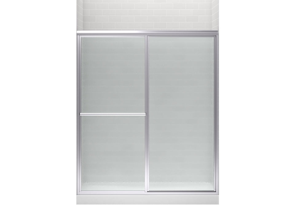 Sterling 5976-59 Deluxe Framed Sliding Shower Door, 70" H x 54-3/8 - 59-3/8" W, with 1/8" Thick Rain Glass, Silver