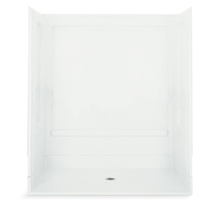 Sterling 62060106 OC-S-63 63-1/4" x 39-3/8" Vikrell® Roll-in Shower with Aging in Place Backerboards, Center Drain, White