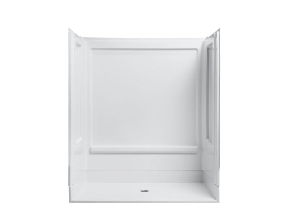 Sterling 62070106 OC-S-63 63-1/4" x 39-3/8" Vikrell® Roll-in Shower with Aging in Place Backerboards, Center Drain, White