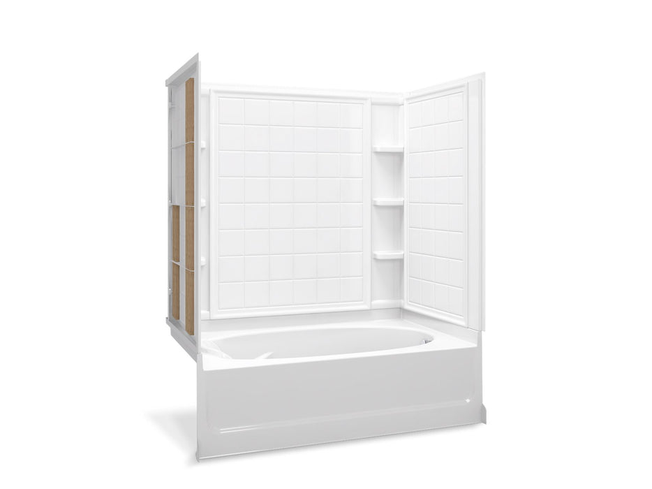 Sterling 71100128 Ensemble Tile 60" x 36" Vikrell® Bath/shower with Aging in Place Backerboards, Right Above-floor Drain, Whi