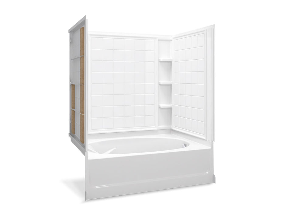 Sterling 71110126 Ensemble Tile 60" x 42" Vikrell® Bath/shower with Aging in Place Backerboards, Right Drain, White