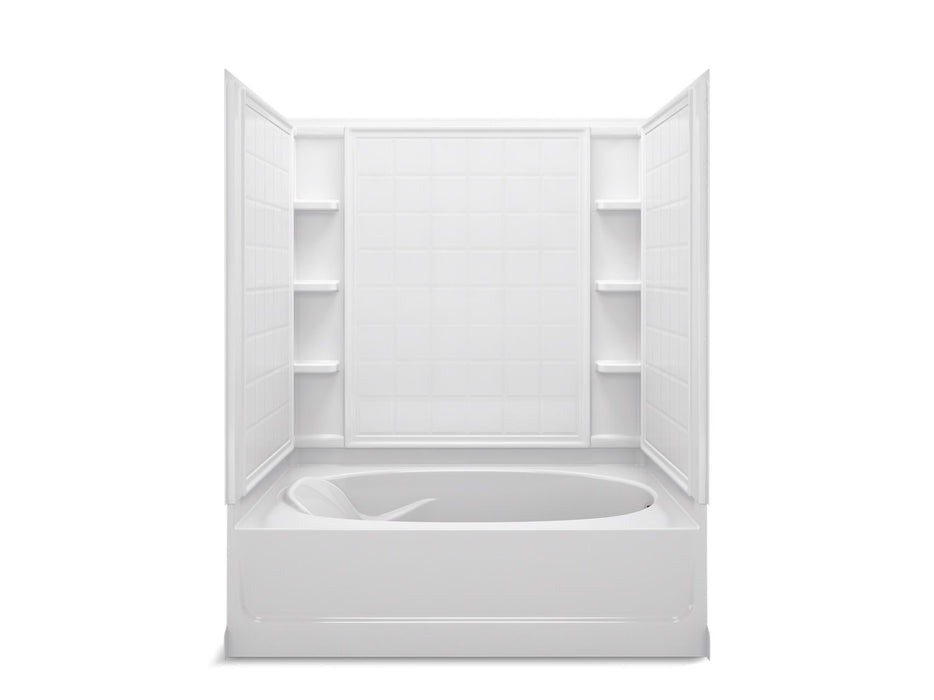 Sterling 71110128 Ensemble Tile 60" x 42" Vikrell® Bath/shower with Aging in Place Backerboards, Right Above-floor Drain, Whi