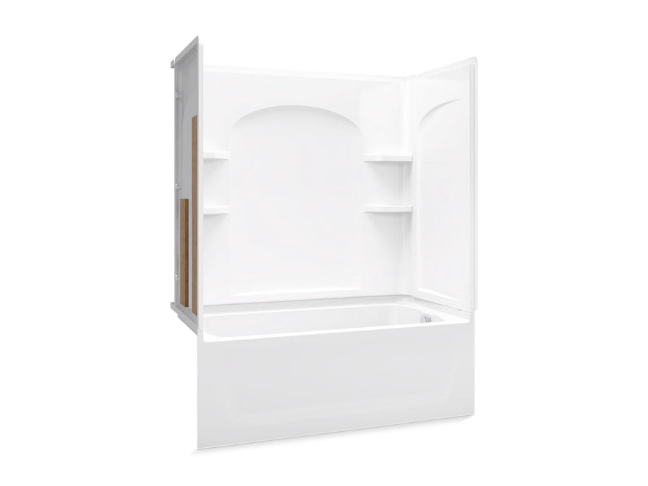 Sterling 71220128 Ensemble Curve 60" x 32" Vikrell® Bath/shower with Aging in Place Backerboards, Right Above-floor Drain, Wh