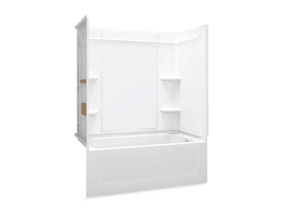 Sterling 71320128 Ensemble Medley 60" x 32" Vikrell® Bath/shower with Aging in Place Backerboards, Right Above-floor Drain, W