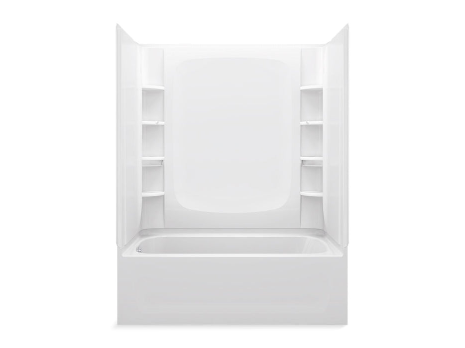 Sterling 71420118 STORE+ 60" x 32" Vikrell® Bath/shower with Aging in Place Backerboards, Left Above-floor Drain, White