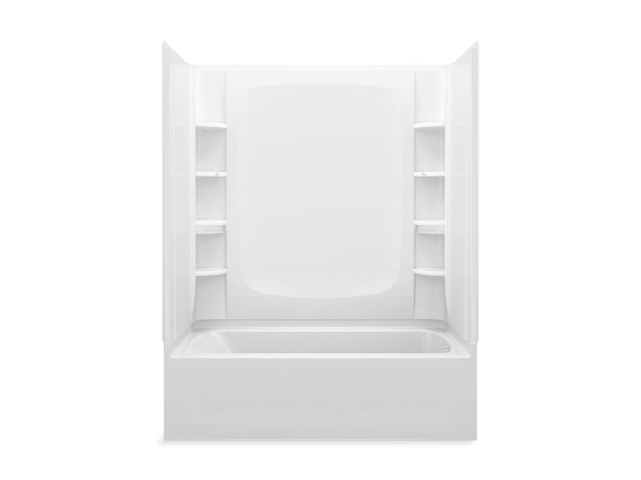 Sterling 71470128 STORE+ 60" x 30" Vikrell® Bath/shower with Aging in Place Backerboards, Right Above-floor Drain, White