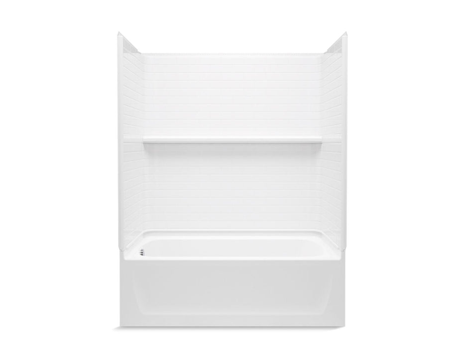Sterling 71520118 Traverse 60" x 32" Vikrell® Bath/shower with Aging in Place Backerboards, Left Above-floor Drain, White