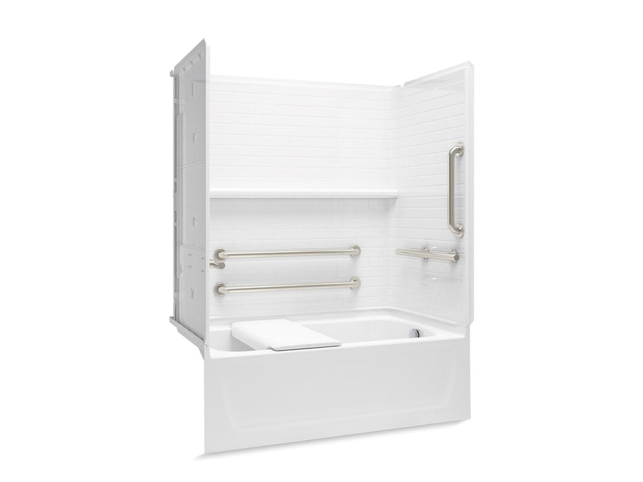 Sterling 71520125 Traverse 60" x 32" Vikrell® Bath/shower with Seat and Grab Bars, Right Drain, White