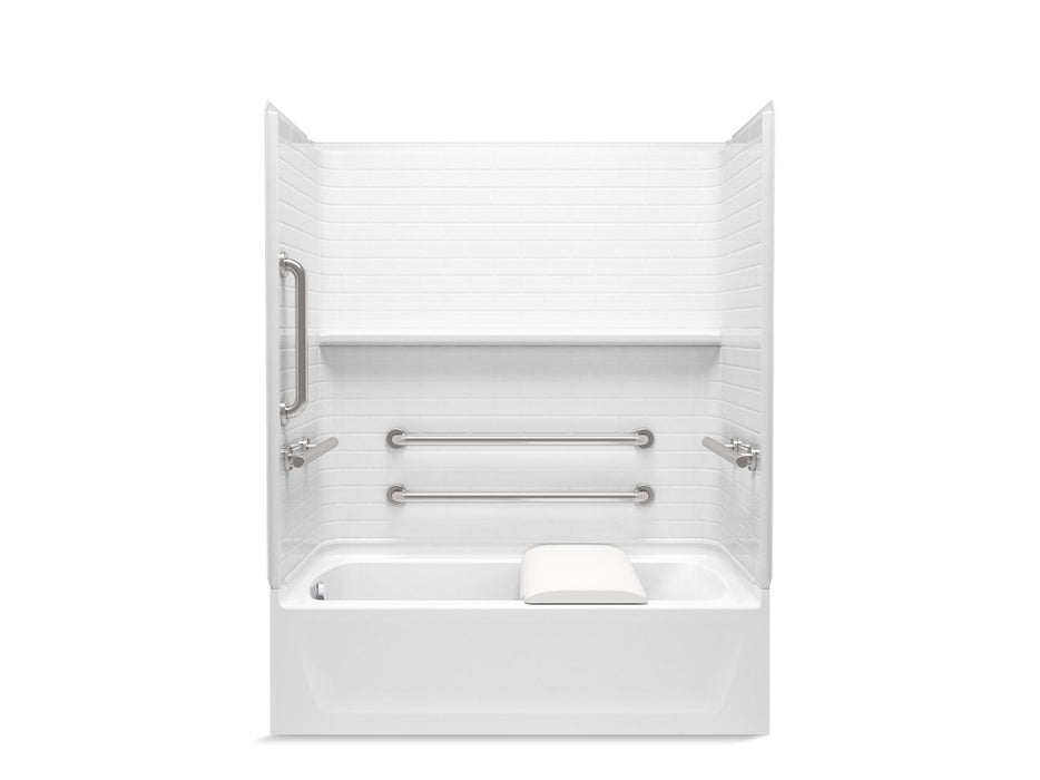 Sterling 71570115 Traverse 60" x 30" Vikrell® Bath/shower with Seat, Grab Bars, Left Drain, White