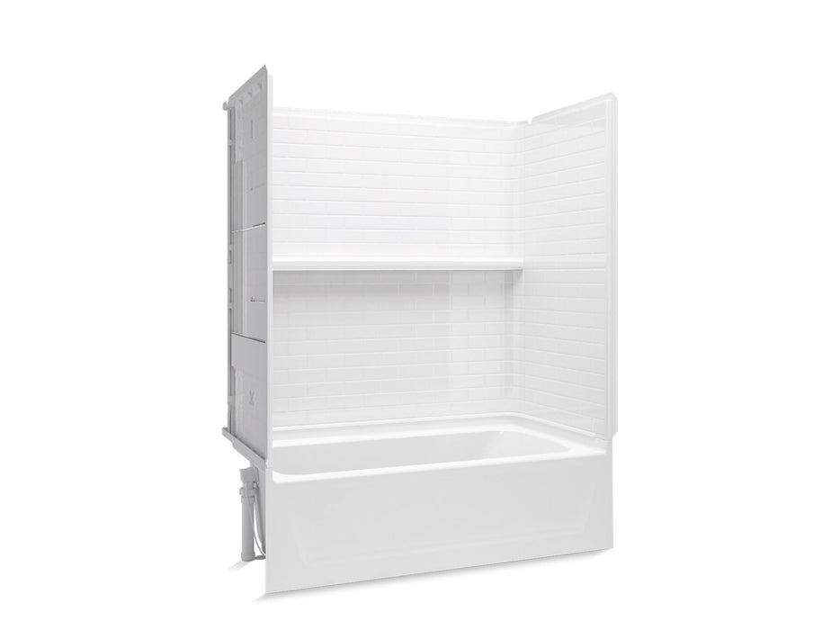 Sterling 71570116 Traverse 60" x 30" Vikrell® Bath/shower with Aging in Place Backerboards, Left Drain, White