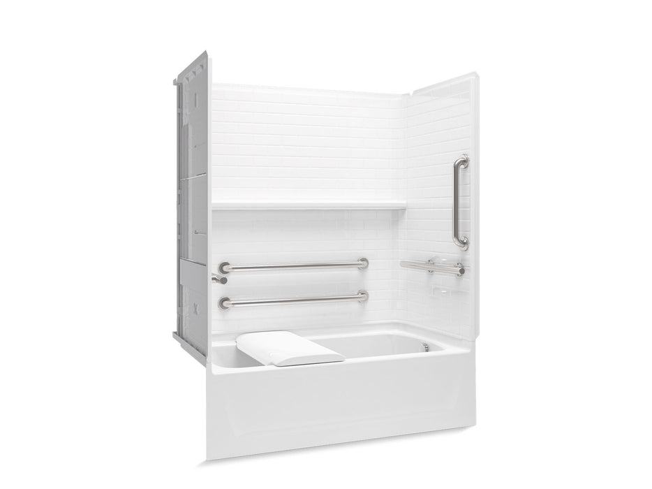 Sterling 71570125 Traverse 60" x 30" Vikrell® Bath/shower with Seat, Grab Bars, Right Drain, White