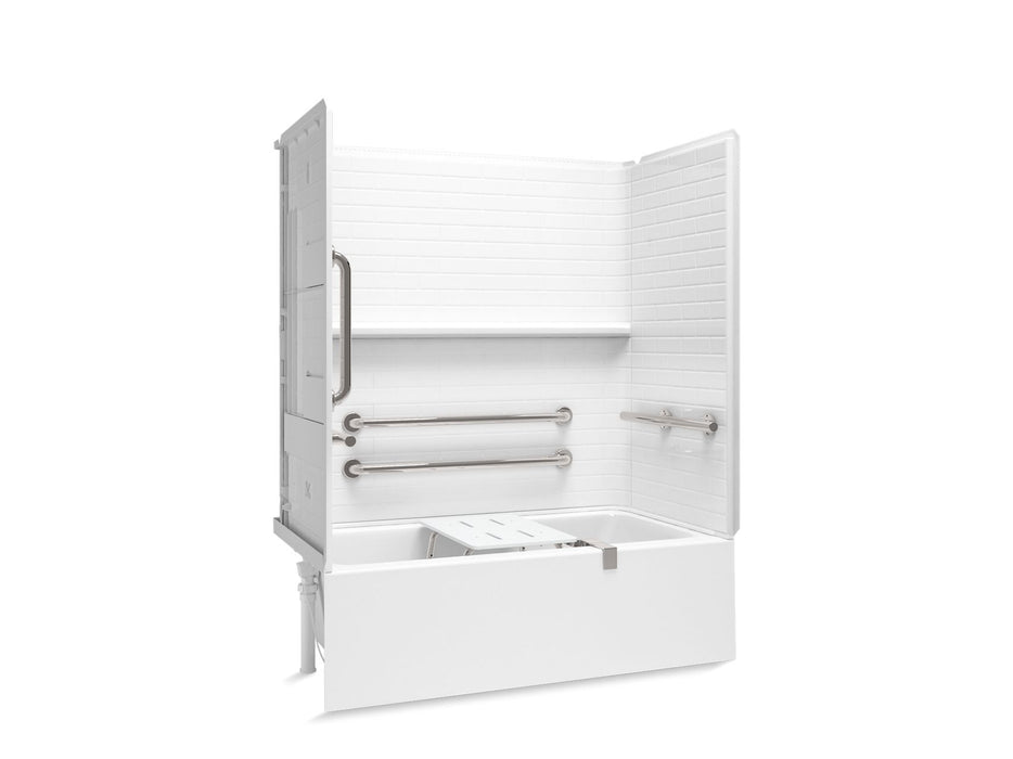 Sterling 71600115 Forum Traverse 60" x 30" Vikrell® Bath/shower with Aging in Place Backerboards, Grab Bars, and Bath Seat, L