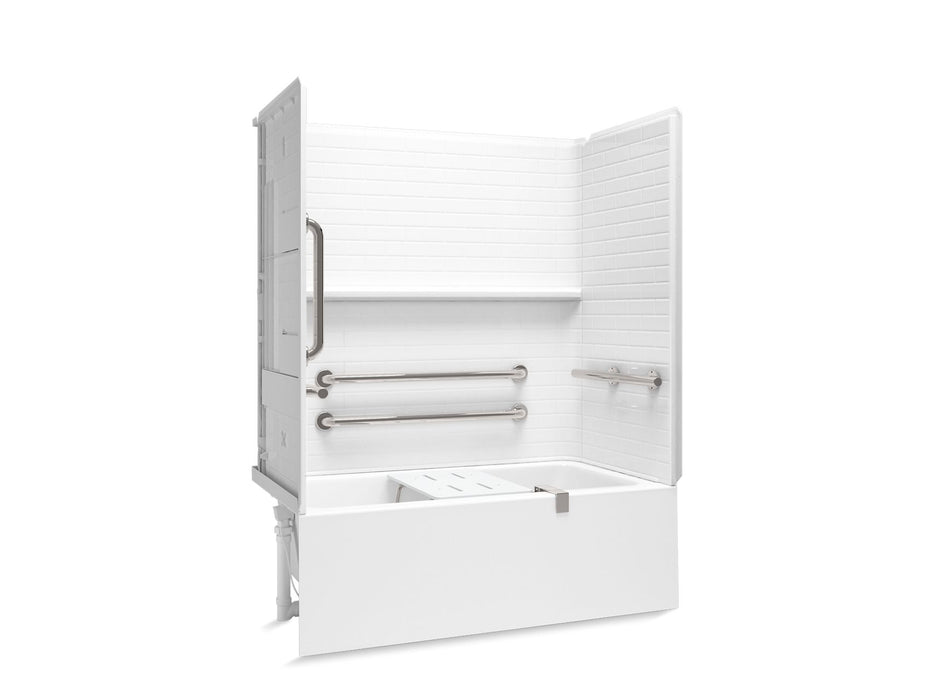 Sterling 71600117 Forum Traverse 60" x 30" Above-floor-drain Vikrell® Bath/shower with Aging in Place Backerboards, Grab Bars