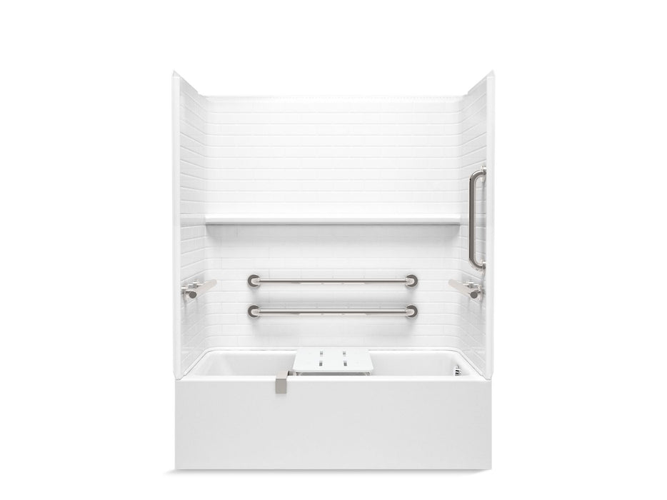 Sterling 71600125 Forum Traverse 60" x 30" Vikrell® Bath/shower with Aging in Place Backerboards, Grab Bars, and Bath Seat, R