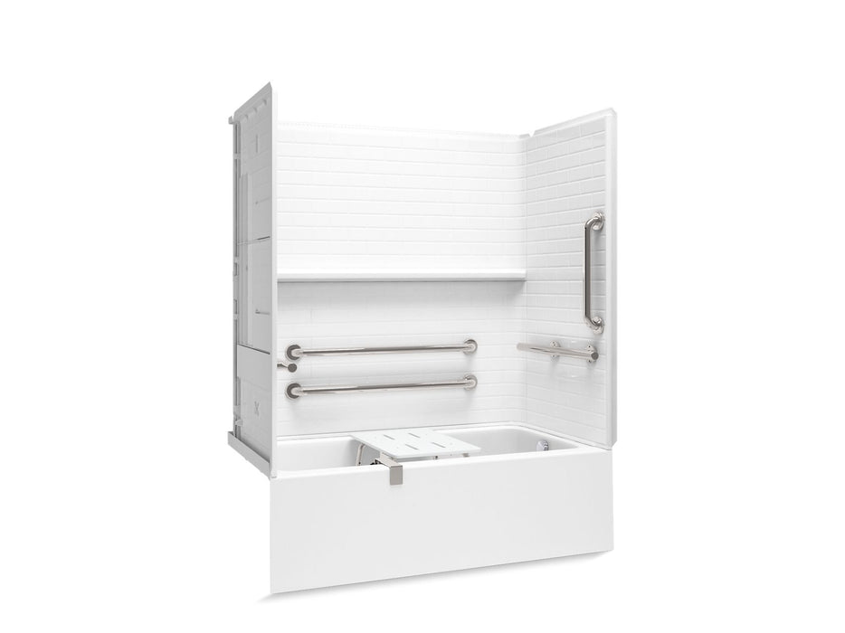 Sterling 71600125 Forum Traverse 60" x 30" Vikrell® Bath/shower with Aging in Place Backerboards, Grab Bars, and Bath Seat, R