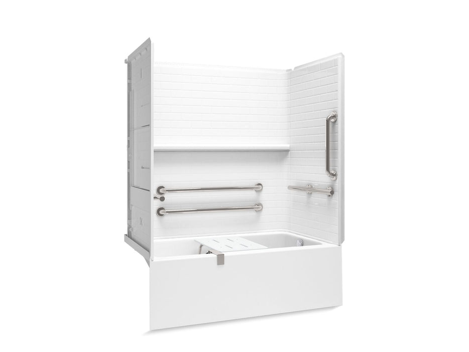 Sterling 71610125 Forum Traverse 60" x 32" Vikrell® Bath/shower with Aging in Place Backerboards, Grab Bars, and Bath Seat, R