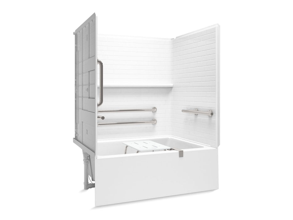 Sterling 71630117 Forum Traverse 60" x 42" Above-floor-drain Vikrell® Bath/shower with Aging in Place Backerboards, Grab Bars