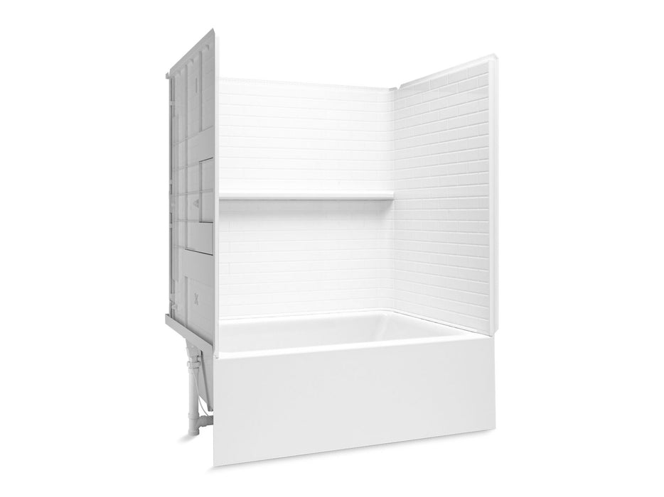 Sterling 71630118 Forum Traverse 60" x 42" Vikrell® Above-floor-drain Bath/shower with Aging in Place Backerboards, Left Drai
