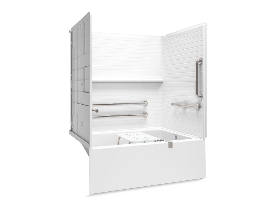 Sterling 71630127 Forum Traverse 60" x 42" Above-floor-drain Vikrell® Bath/shower with Aging in Place Backerboards, Grab Bars