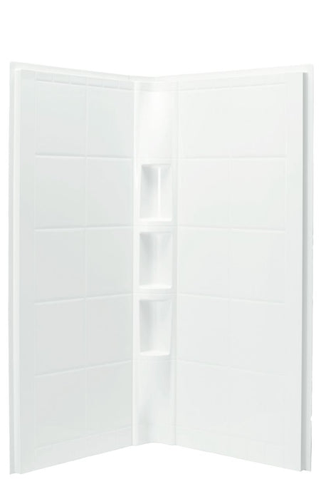 Sterling 72044106 Intrigue 39" x 39" Vikrell® Tile Neo-angle Shower Wall Set with Aging in Place Backerboards, White