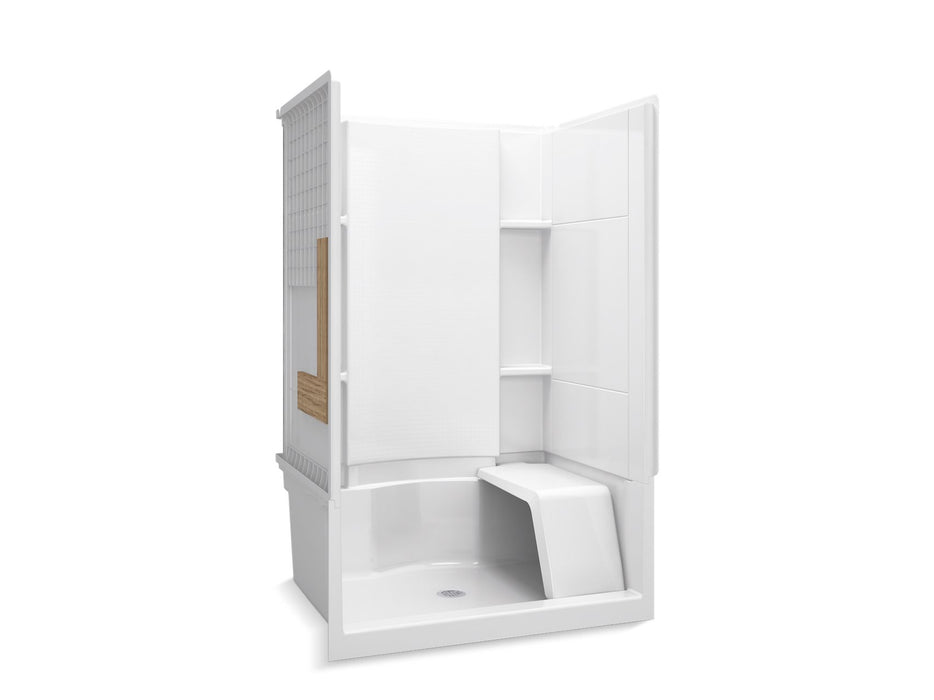 Sterling 72280106 Accord 48" x 36" Vikrell® Seated Shower with Aging in Place Backerboards, Center Drain, White